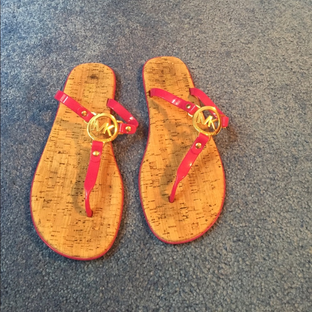 Michael kors pink and cork gel sandals