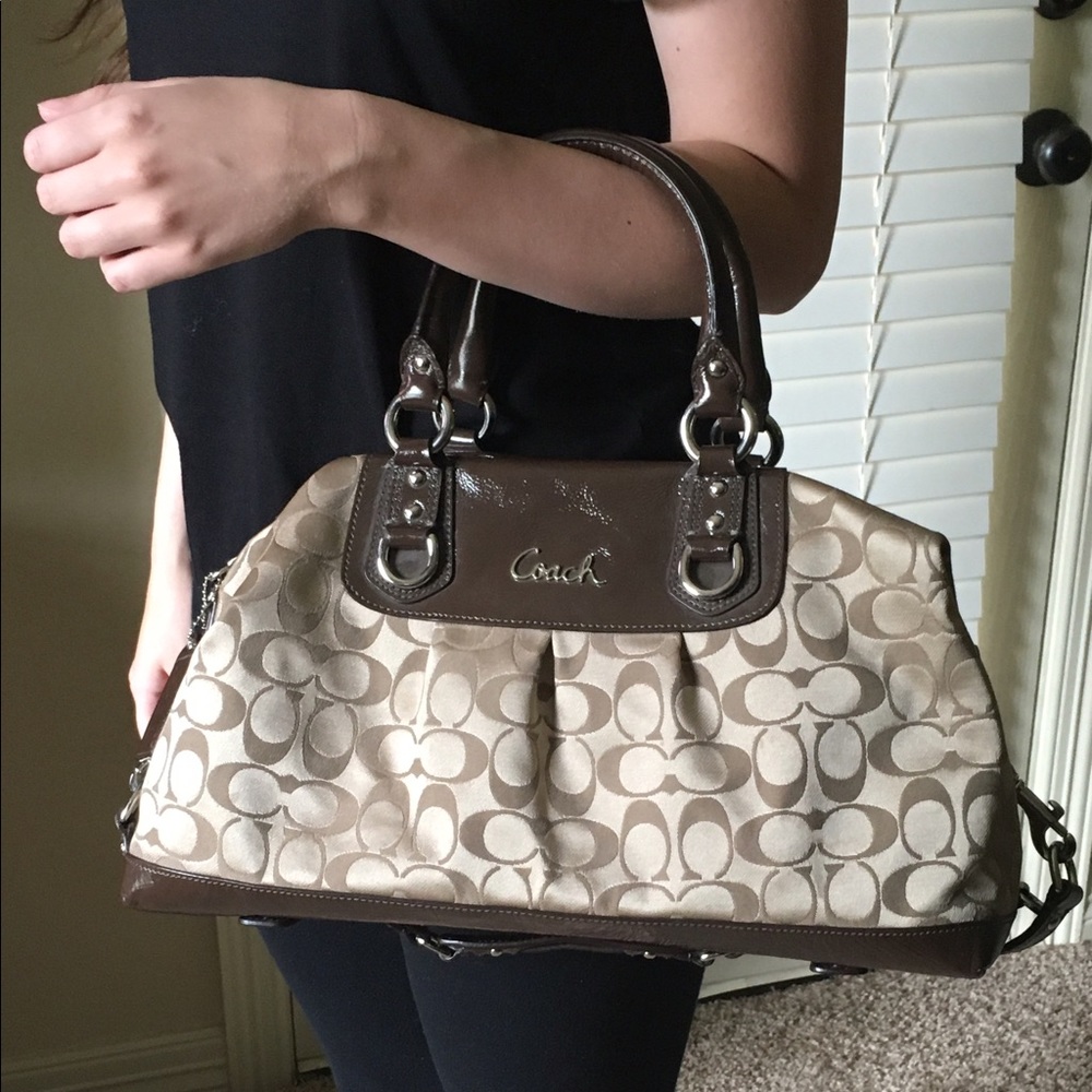 Coach Ashley Khaki/Mahogany Signature Satchel