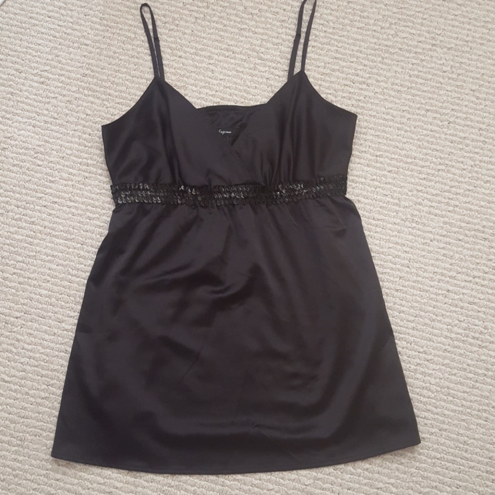 Black Express sequins spaghetti strap tank top