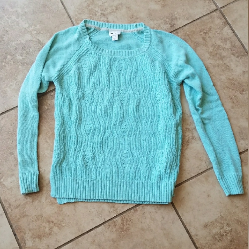 Aqua blue knit crew sweater