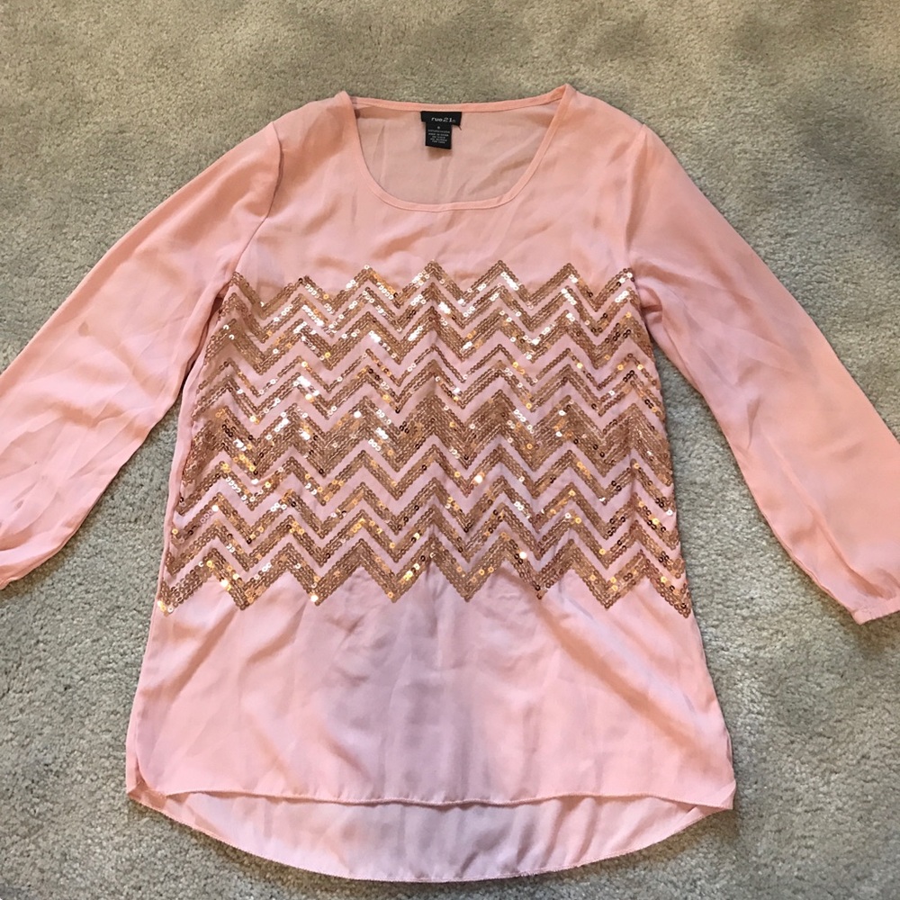 Peach color embellished top