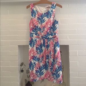 Forever 21 dress pink and blue palm leaves - small
