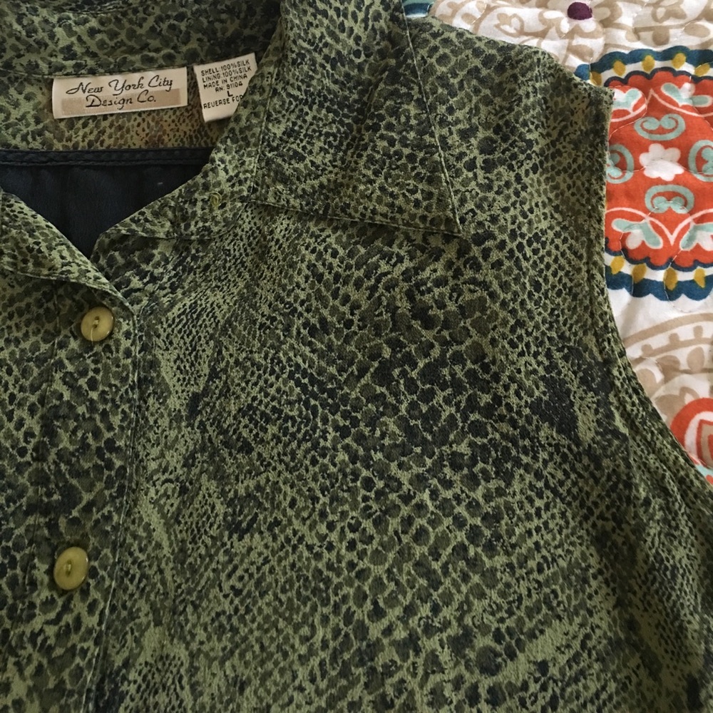 Olive Green Collared Sleeveless Shirt