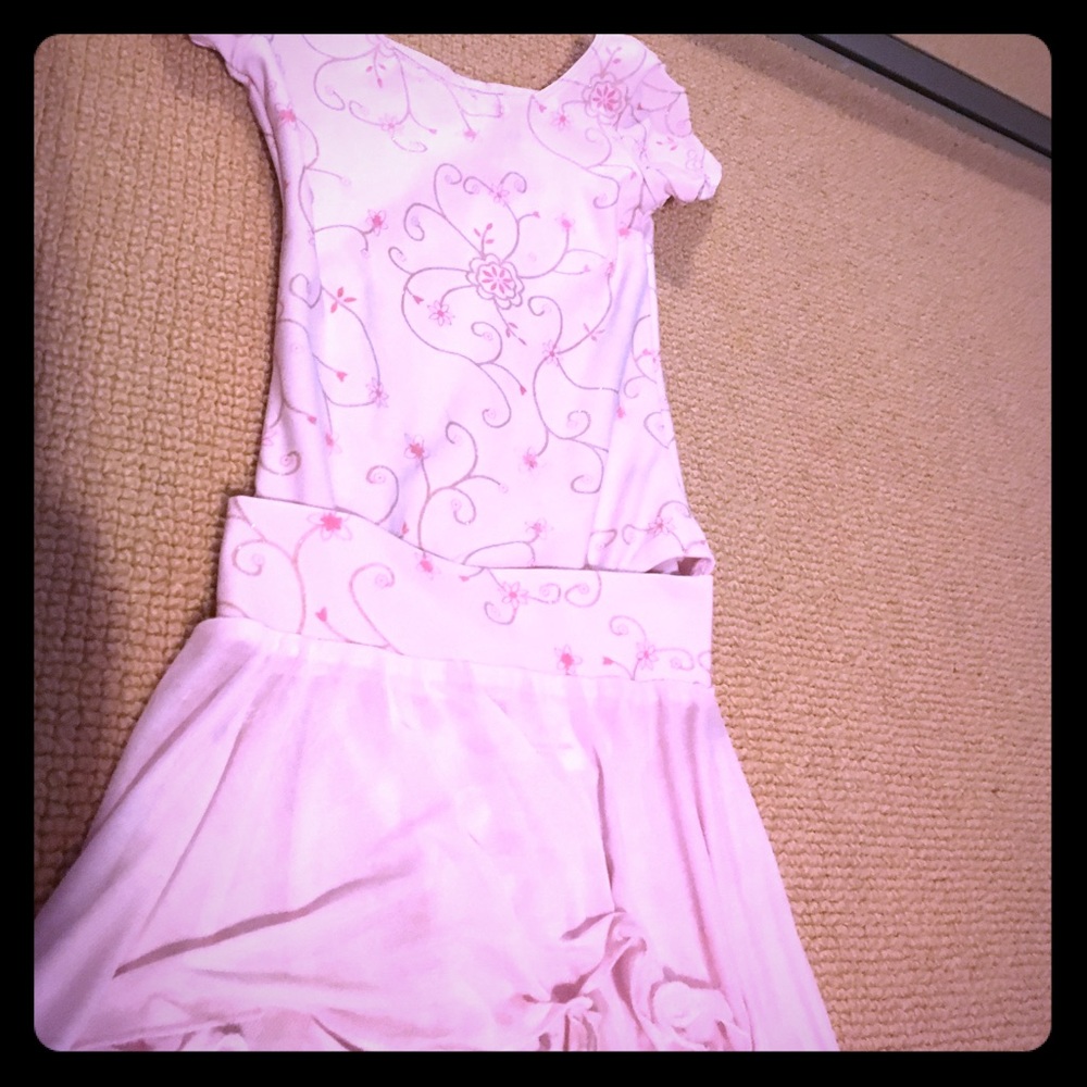 Pink decorative leotard with matching sheer skirt