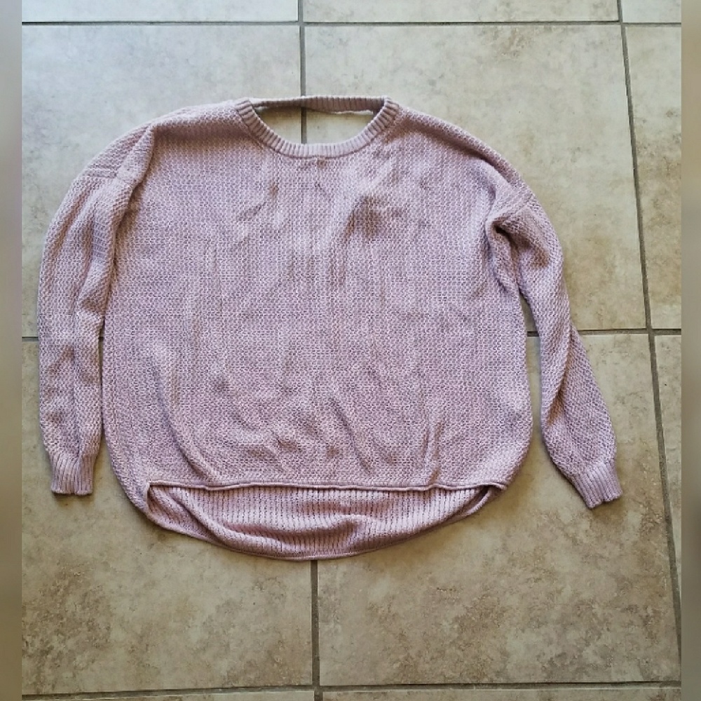 Peekaboo back light pink sweater