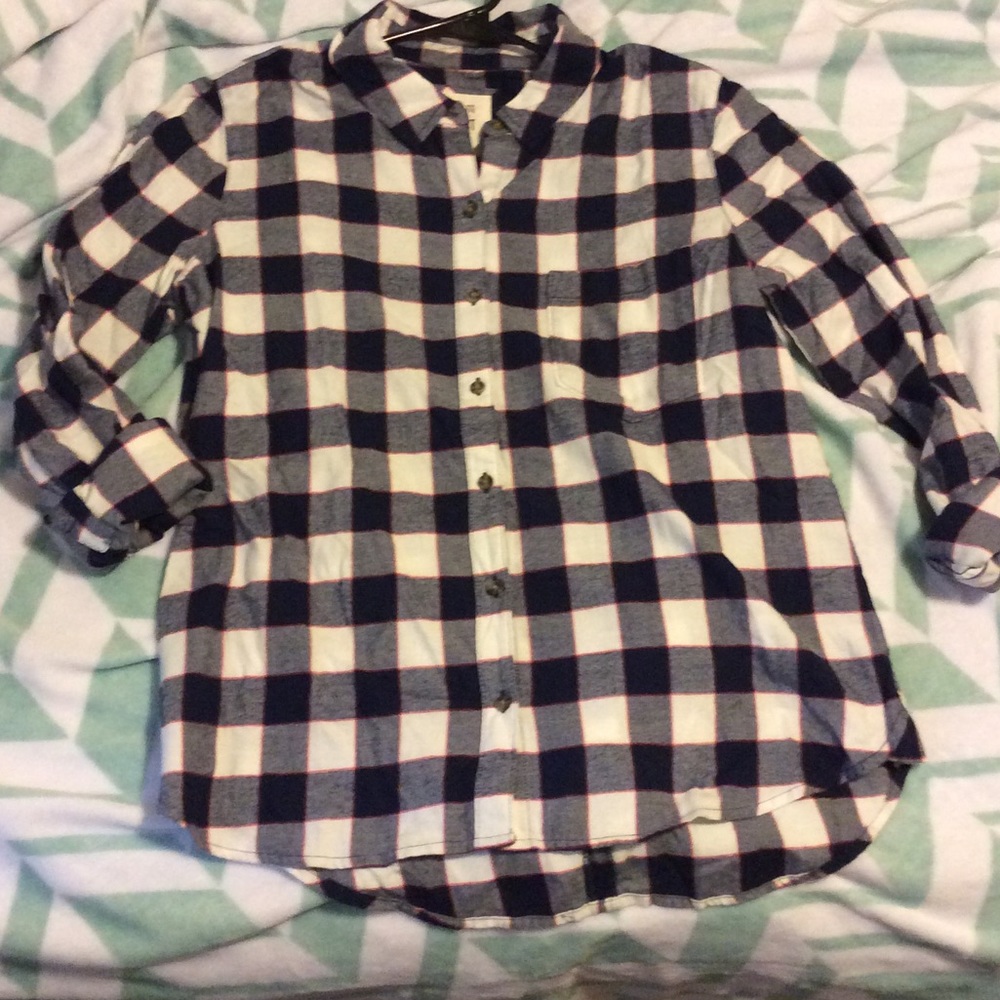 Navy and Blue Plaid Top