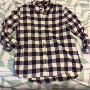 Navy and Blue Plaid Top