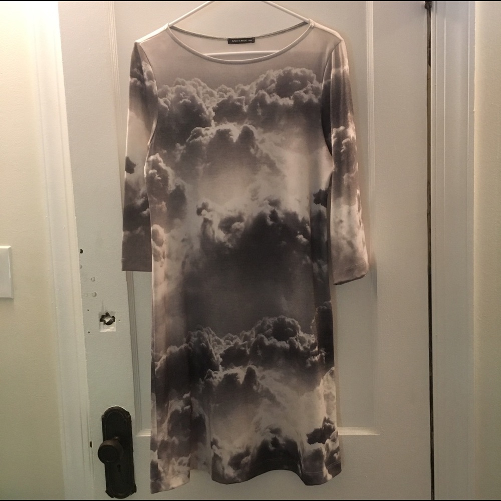 Cloud print 3/4 sleeve dress