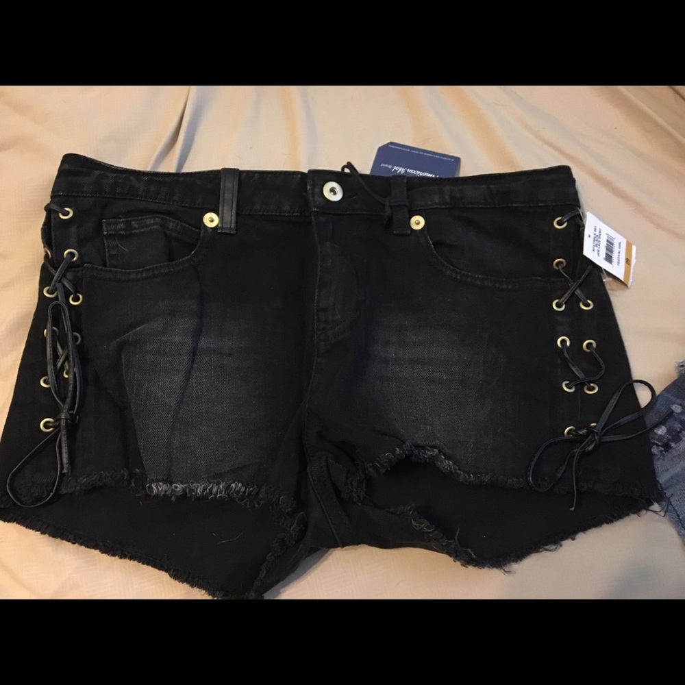 Black lace up shorts