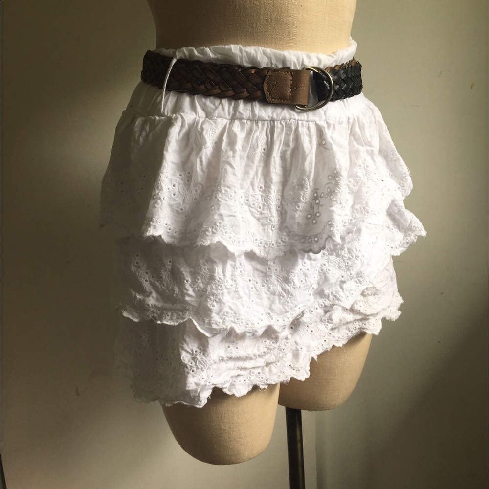 White Lace Ruffle Skirt