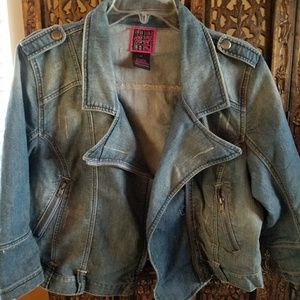 Torrid jean cropped motto jacket