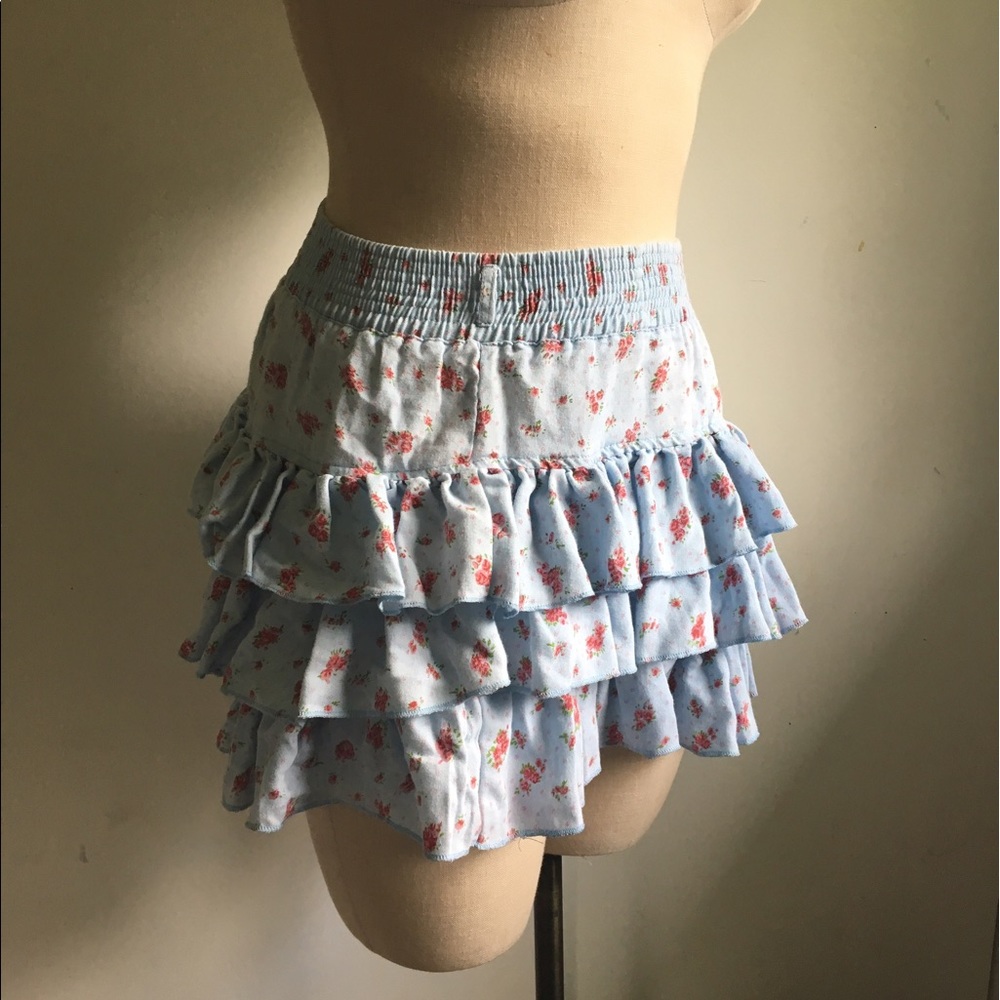 Baby Blue flower Ruffle Skirt
