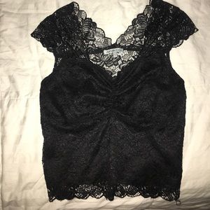 Black Lace Crop Top