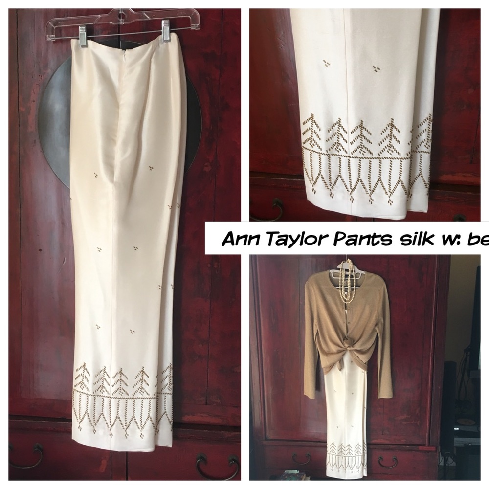 Ann Taylor Silk pants with sequins (lined)
