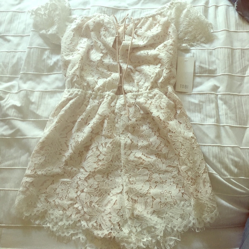 White Lace Tobi Romper NWT
