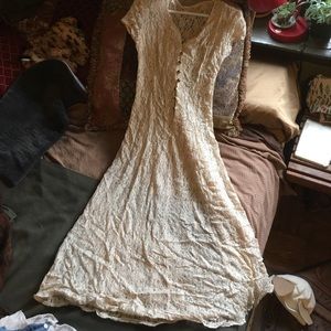 Lace Boho Wedding Nylon Midi Dress Vintage