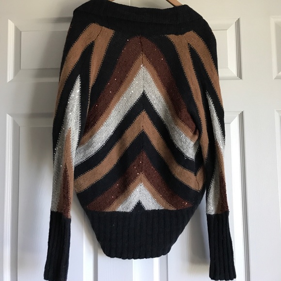 BB Dakota Black Brown Grey Chevrons Cardigan. - Picture 2 of 3