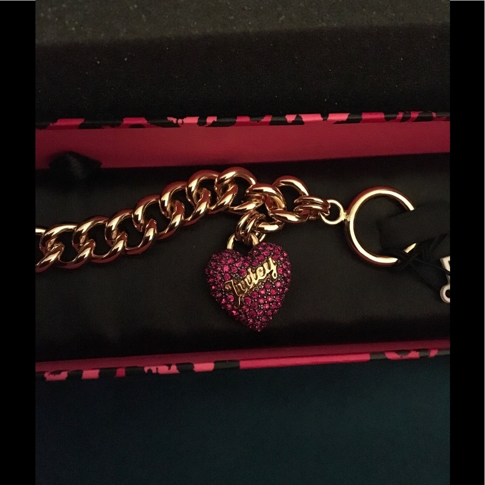 Juicy Couture Pave Heart Chain Link Bracelet