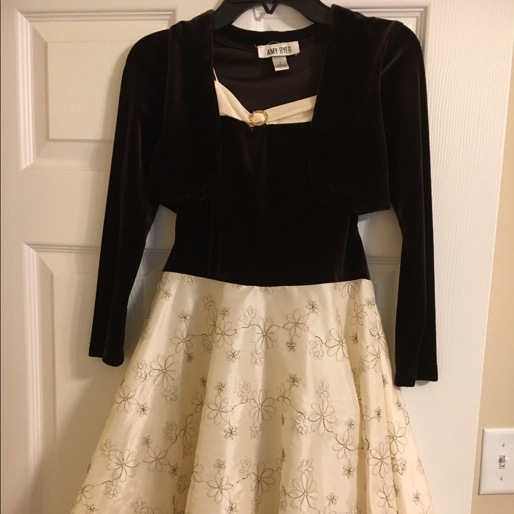 Beautiful A line brown and cream dress