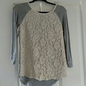 Light grey long sleeve with lace detailing
