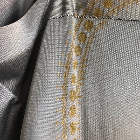 Steely blue silky slip dress with screen printing - Picture 3 of 4