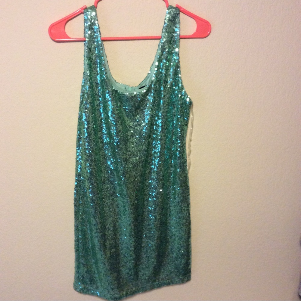 Mint green sequin dress