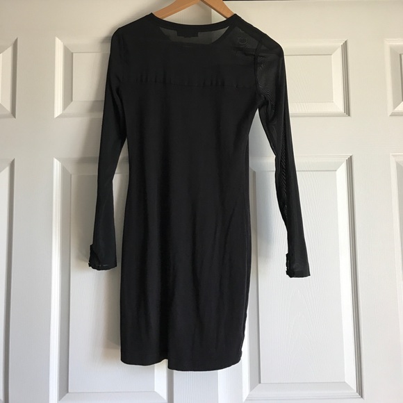 Black bodycon dress with sheer sleeves - Picture 2 of 3
