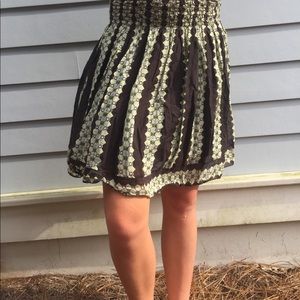 Green and brown patterned skirt