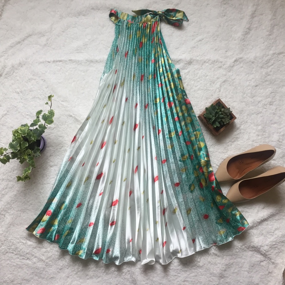 Satin Pleated Dress