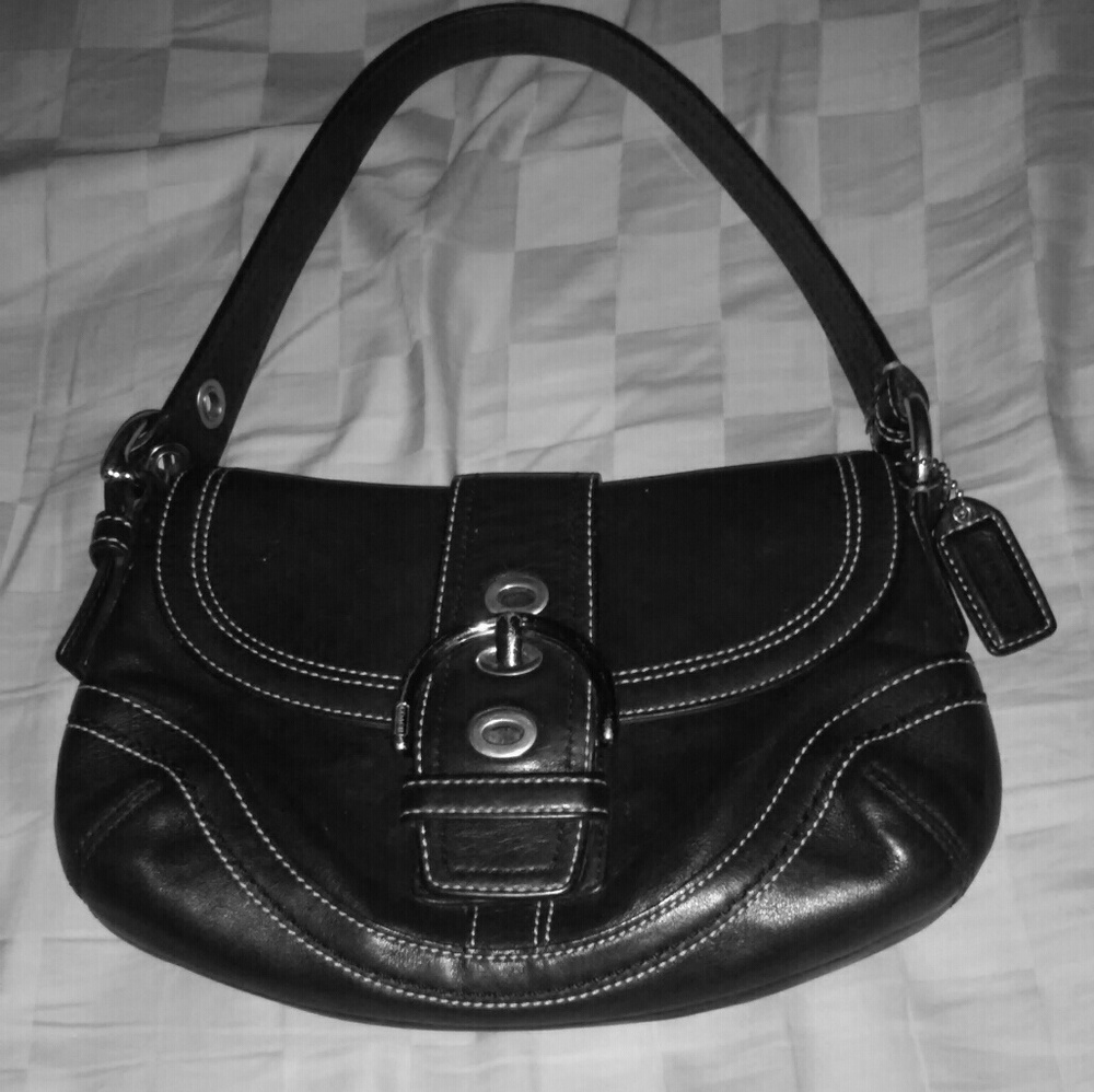 Black leather coach purse