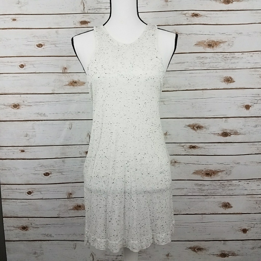 {Express} White Tunic Tank Black/Gray Speckling-M