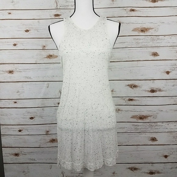{Express} White Tunic Tank Black/Gray Speckling-M - Picture 1 of 5