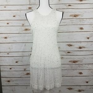 {Express} White Tunic Tank Black/Gray Speckling-M