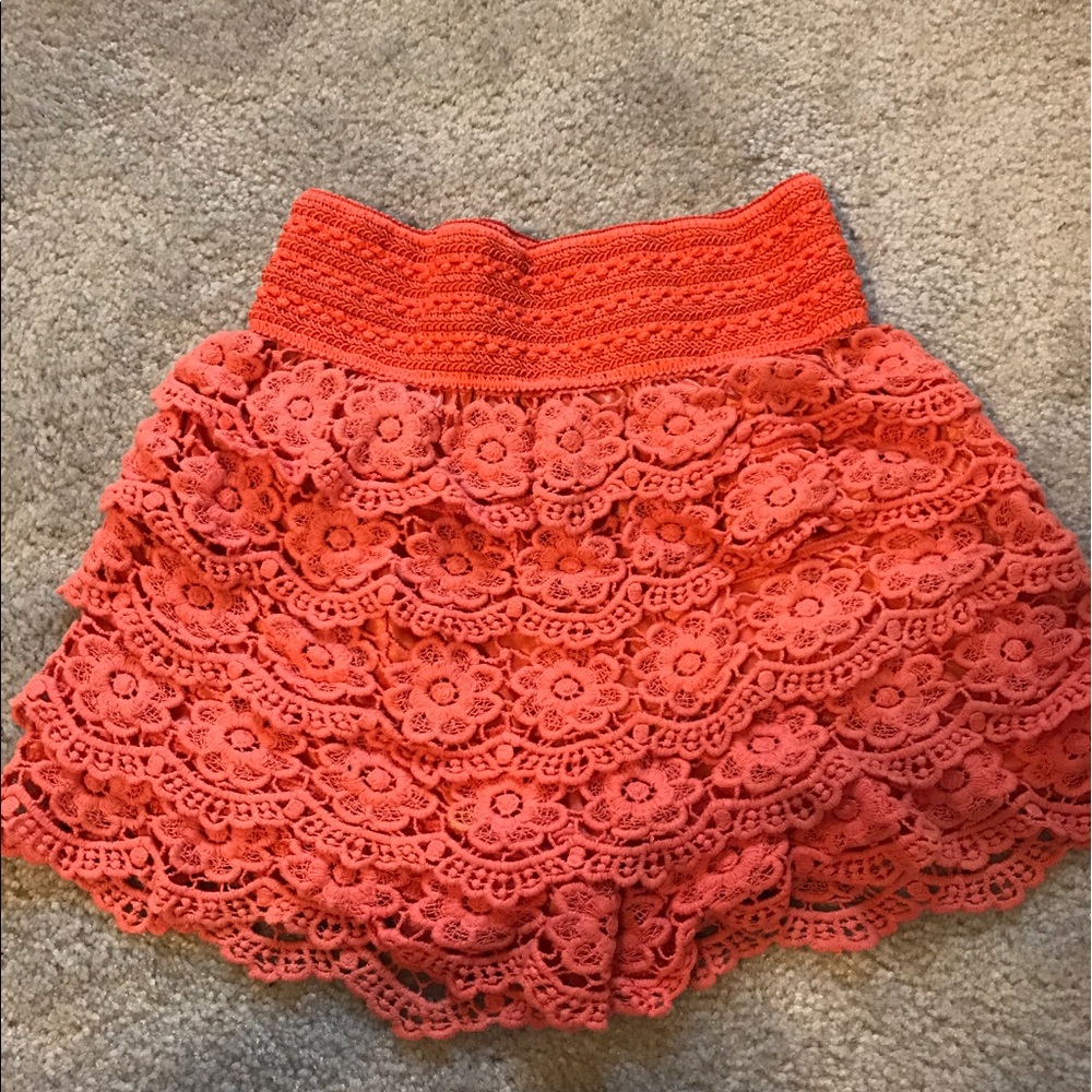 Peach/Orange Crochet Shorts