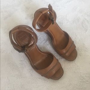 FRYE brown leather wedges