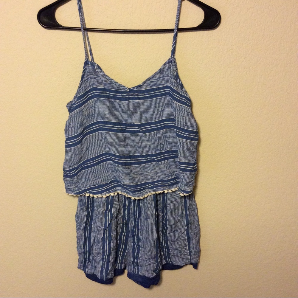 Blue and white romper