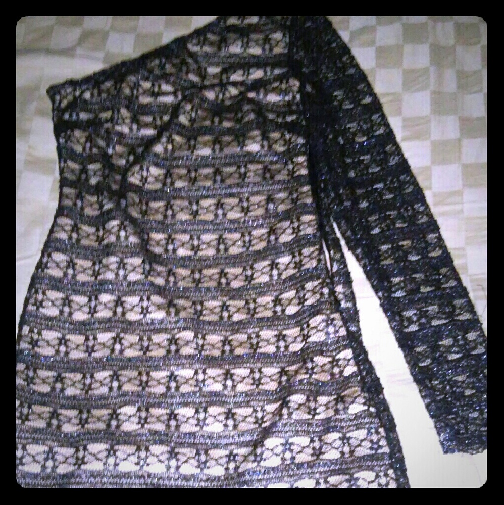 Dark gray one sleeve bebe dress