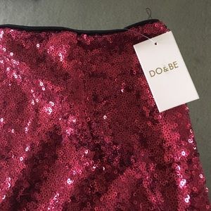 Pink Sequin Midi Skirt