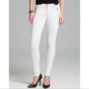 LIKE NEW: Hudson "Stark" white Moto jeans