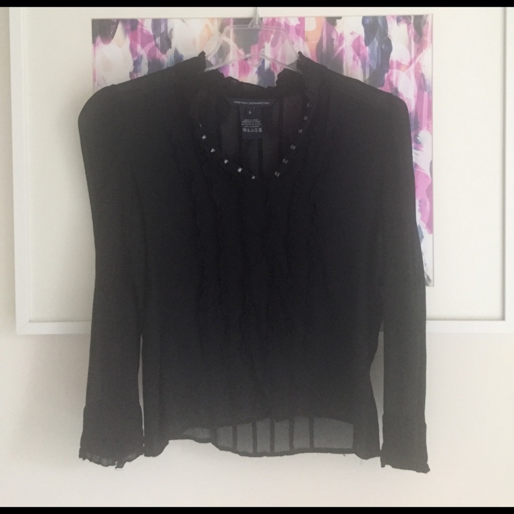 French Connection Sheer Black top