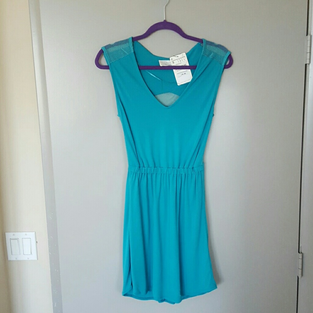 Zara green dress with mesh - S (new)