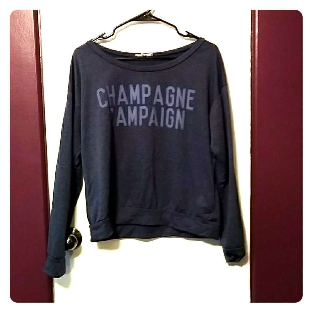 "Champagne Campaign" lightweight? blue top.