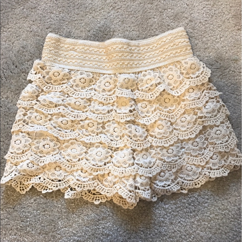Cream Crochet Shorts