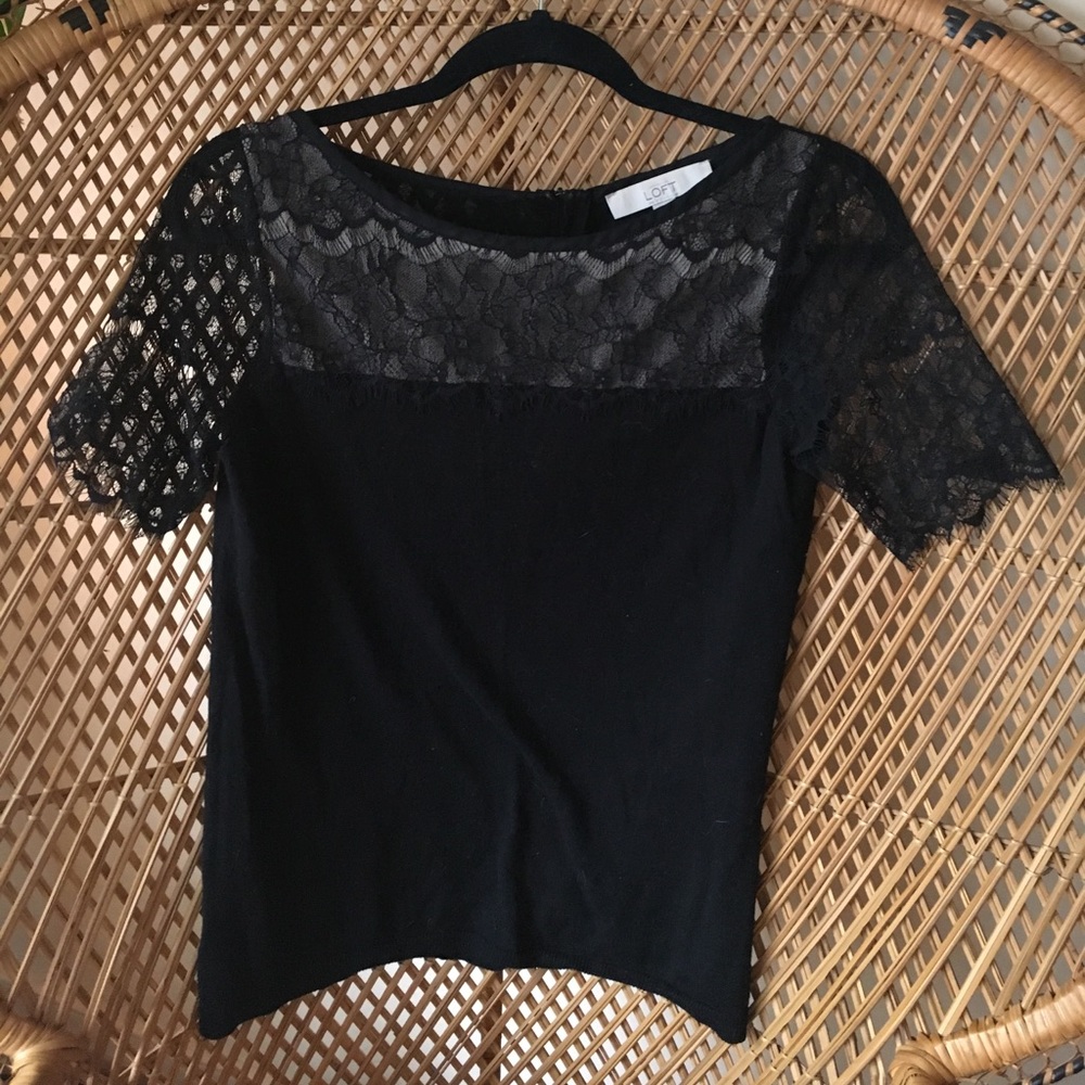 Loft Lace Sleeve Sweater
