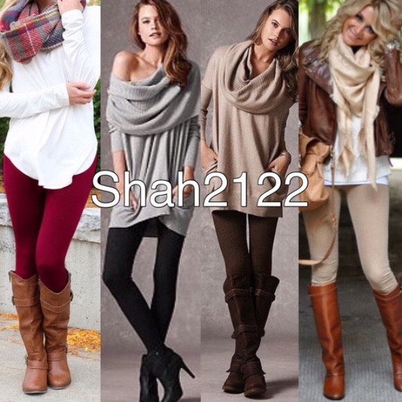 High waist fleece lined fall winter basic comfy - Picture 3 of 5