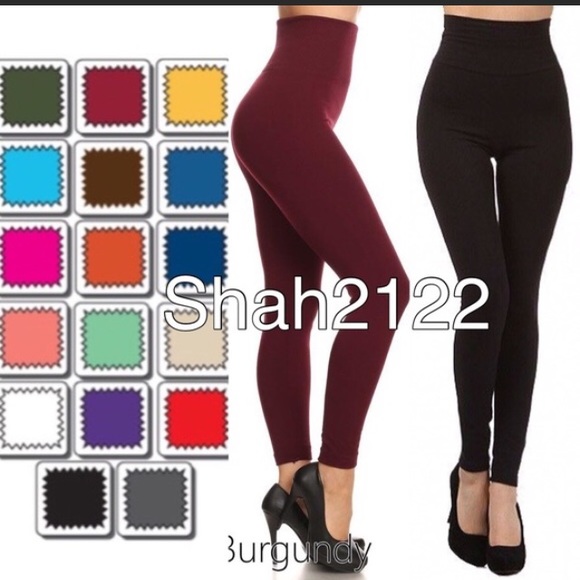 High waist fleece lined fall winter basic comfy - Picture 4 of 5