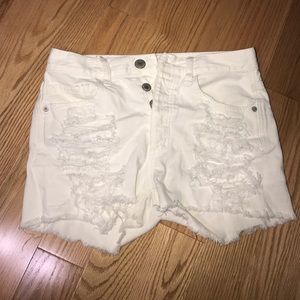 American Eagle White distressed shorts