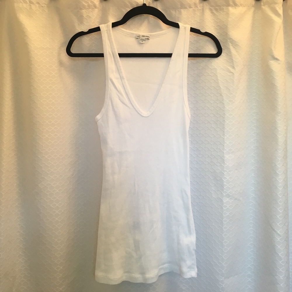 James Perse size 2  V-neck ribbed Tank white