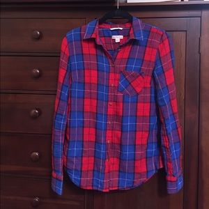 Red & blue plaid button up