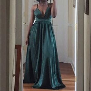 Emerald satin dress